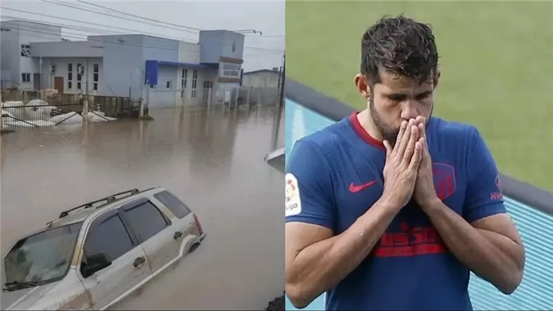 دييجو كوستا ينقذ العشرات من ضحايا فيضانات البرازيل.. ويحول منزله لمأوى