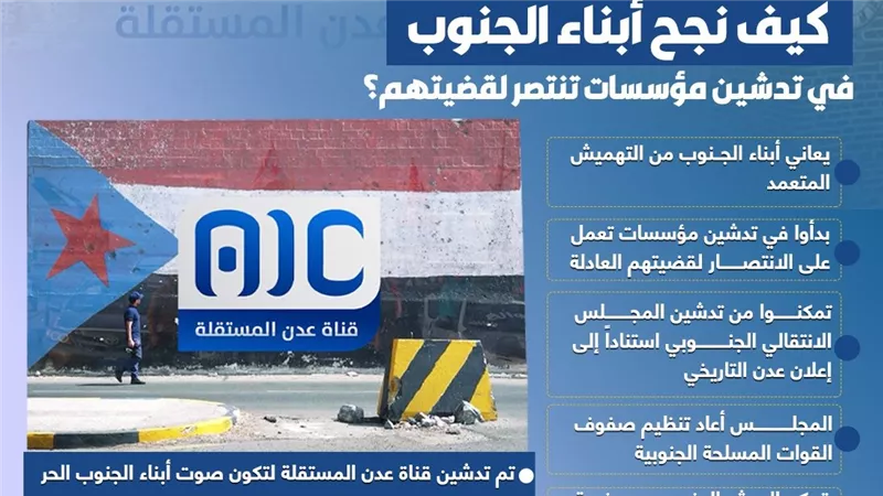 كيف نجح أبناء الجنوب في تدشين مؤسسات تنتصر لقضيتهم (إنفوجراف)
