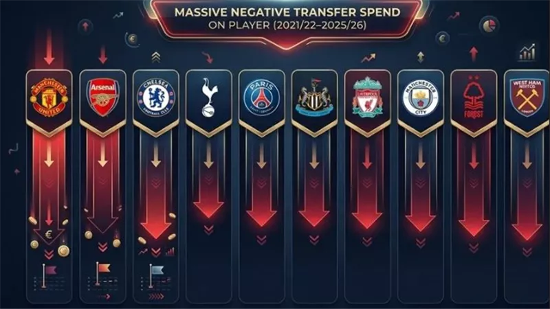 5.7 مليارات يورو إنفاق 10 أندية على سوق الانتقالات.. والنتائج كارثية