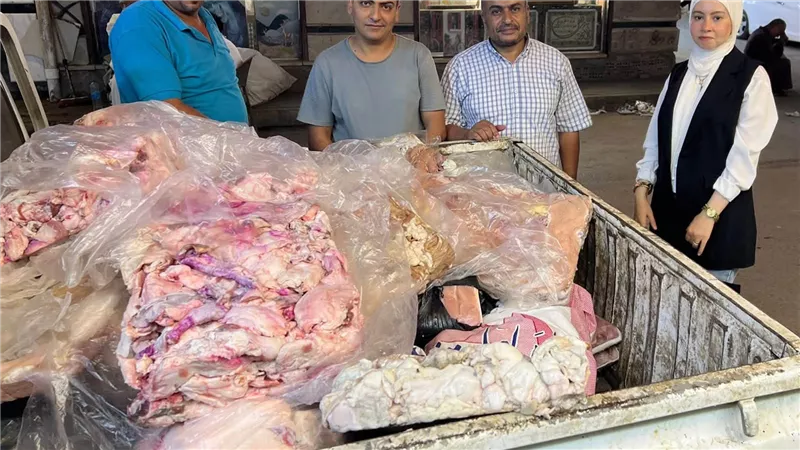 حملة رقابية تضبط نصف طن لحوم ودواجن غير صالحة للاستهلاك الآدمي بقويسنا