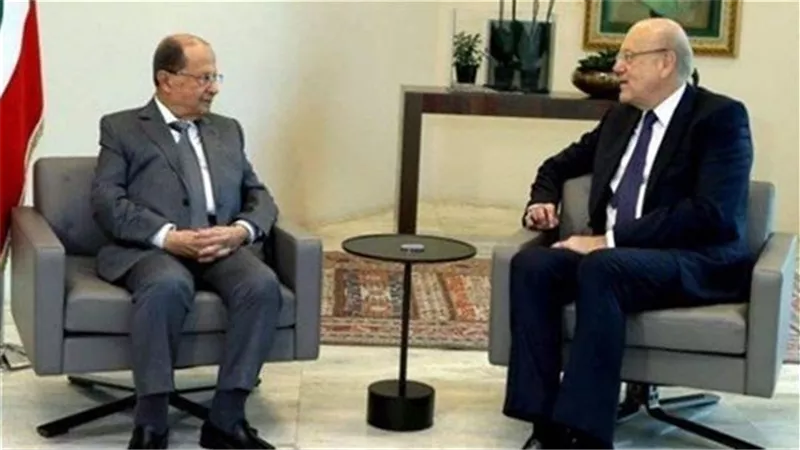 الرئيس اللبناني يستقبل نجيب ميقاتي في قصر بعبدا