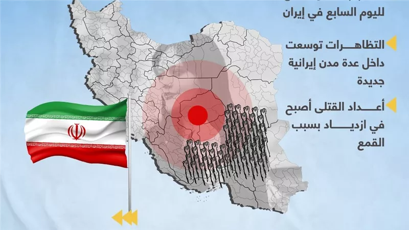 خارطة الاحتجاجات تتوسع بإيران والملالي في أزمة كبرى