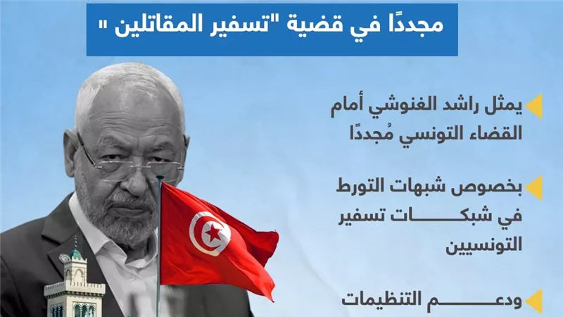 زعيم النهضة الإخوانية أمام القضاء التونسي مجددًا في قضية 